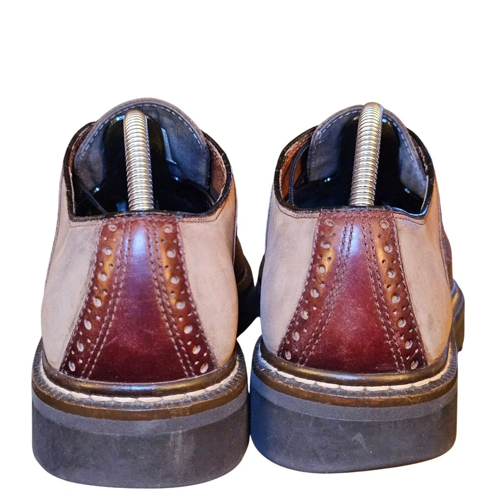 90s Vintage Tommy Hilfiger Men Saddle Shoe Tan Leather Suede Lace Up Size‎ 7.5 M